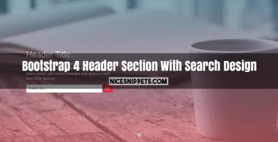 Bootstrap 4 Header Section With Search Design