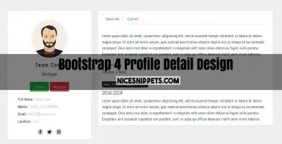 Bootstrap 4 Profile Detail Design With Tab