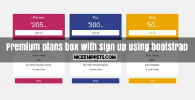Premium plans box with sign up using bootstrap