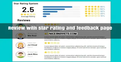 Review with star rating and feedback page design usign pure css
