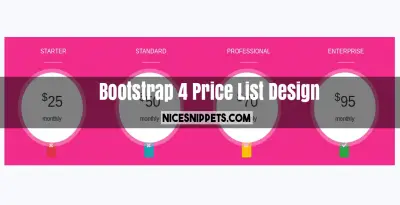 Price List Design Using HTML, CSS and Bootstrap 4