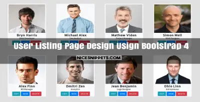 User Listing Page Design Usign Bootstrap 4