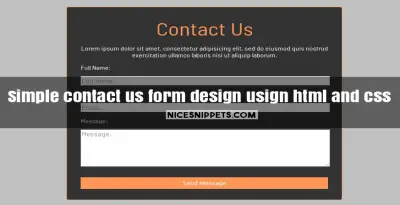 Simple contact us form design usign html and css