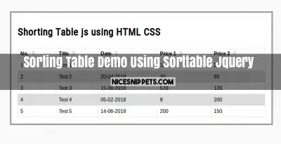 Sorting Table Demo Using Sorttable Jquery With HTML,CSS