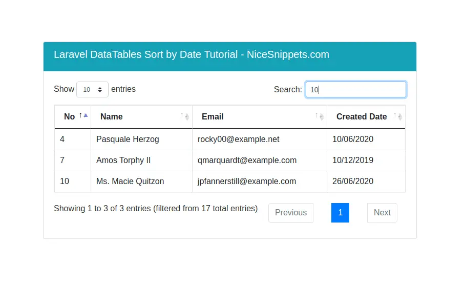 Laravel DataTables Sort by Date Tutorial