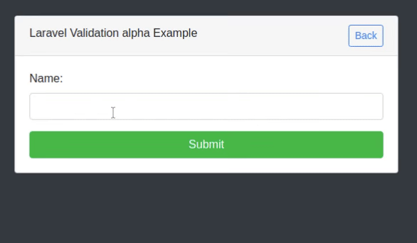 Laravel Validation Alpha Example