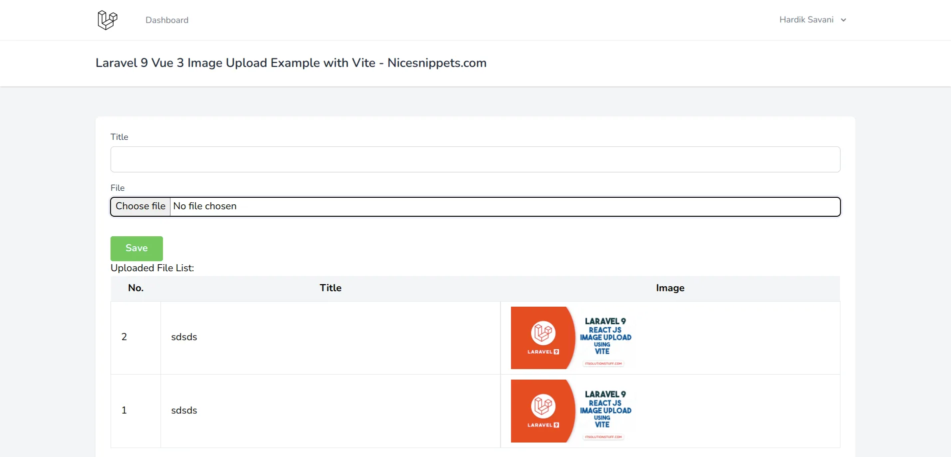 Laravel 9 Vue 3 Image Upload using Vite Example