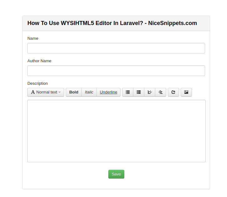 How To Use WYSIHTML5 Editor In Laravel?