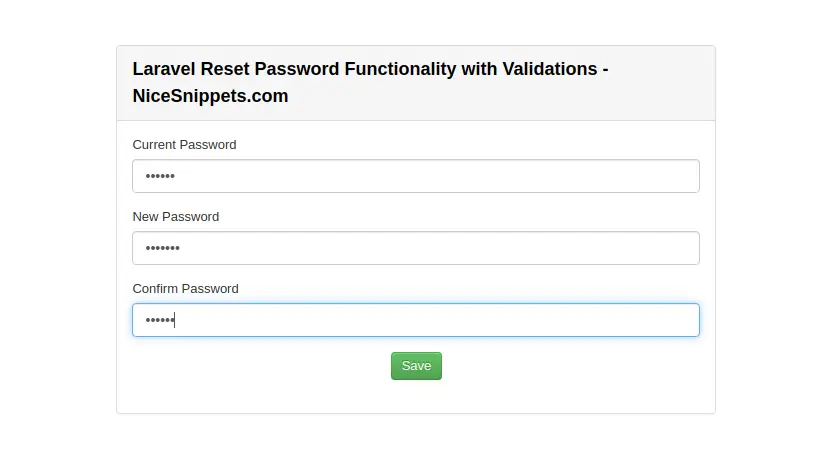 Laravel Reset Password Functionality with Validations