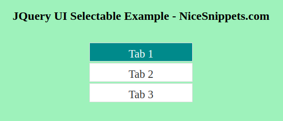 JQuery UI Selectable Example