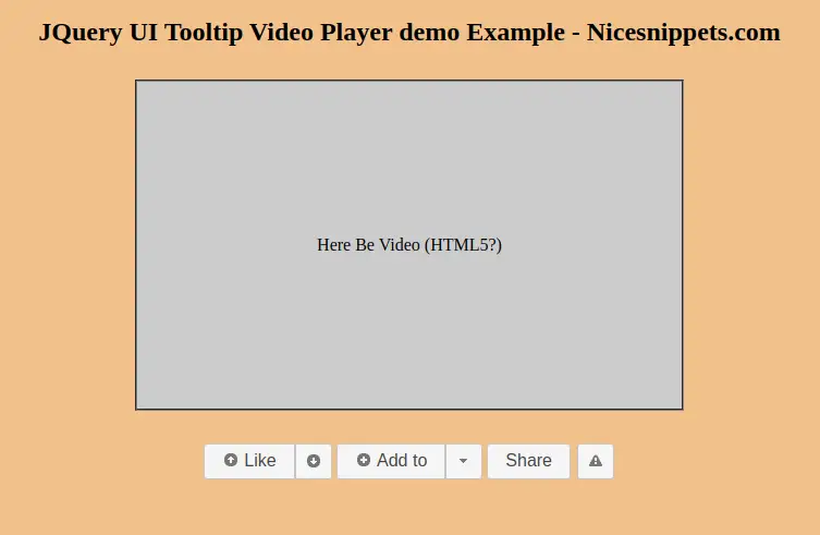 JQuery UI Tooltip Video Player Demo Example