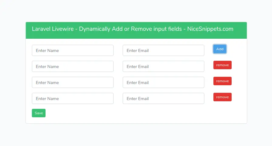 Laravel Livewire - Dynamically Add or Remove input fields