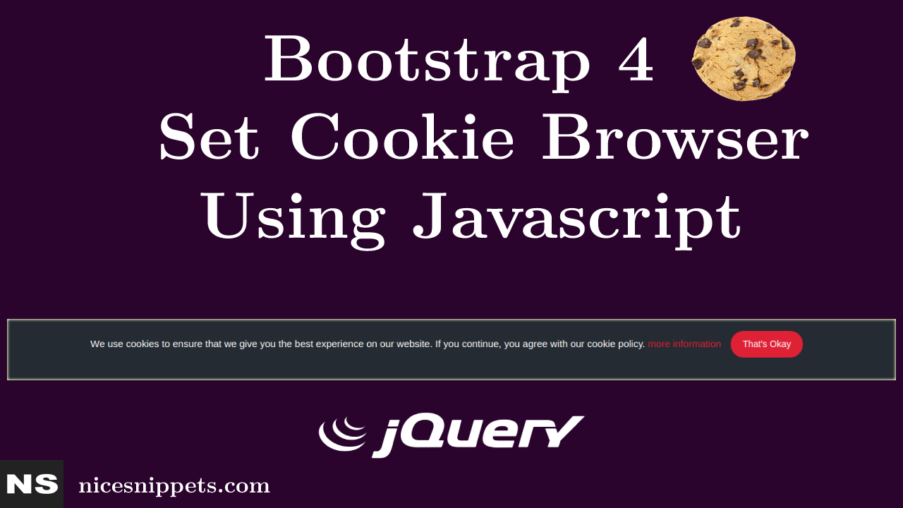 How to Set Cookie Browser Using Javascript Bootstrap 4 ?