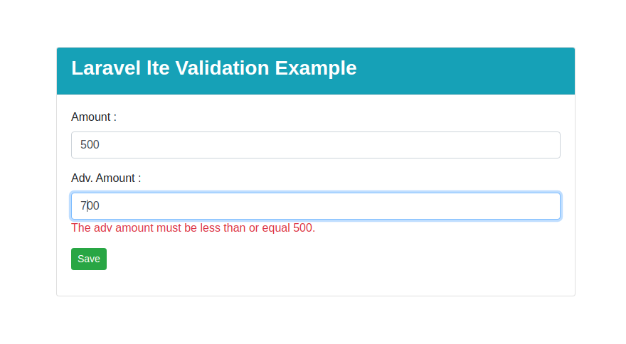 Laravel Validation lte field Example