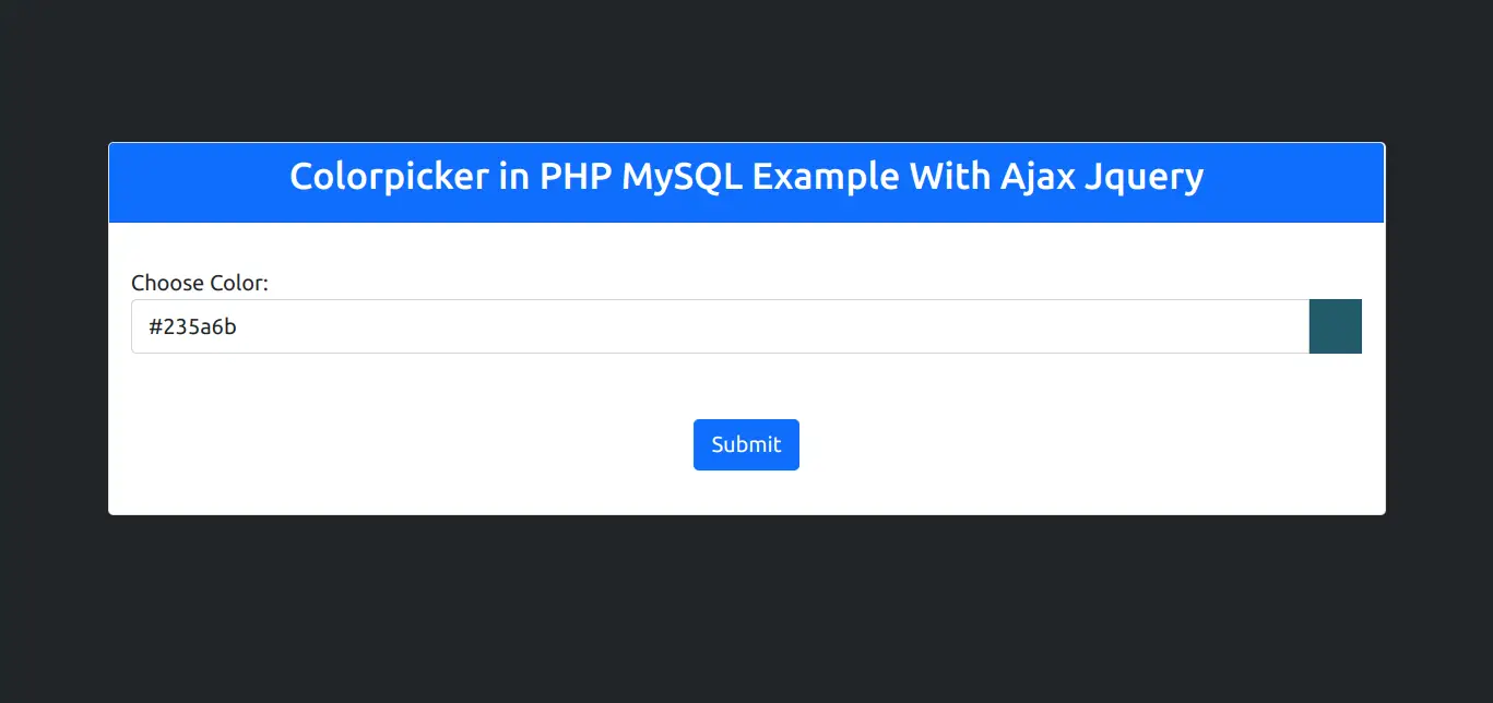 Colorpicker in PHP MySQL Example with Ajax Example