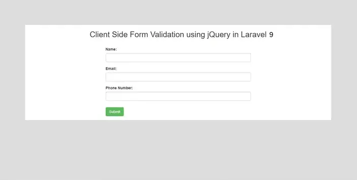 Laravel 9 Client Side JQuery Validation Example