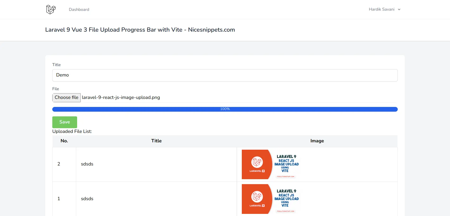 Laravel 9 Vue 3 File Uploading with Progress Bar Example