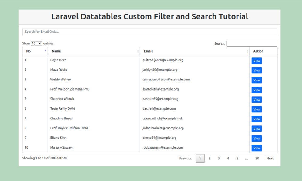 Laravel Datatables Custom Filter and Search Tutorial