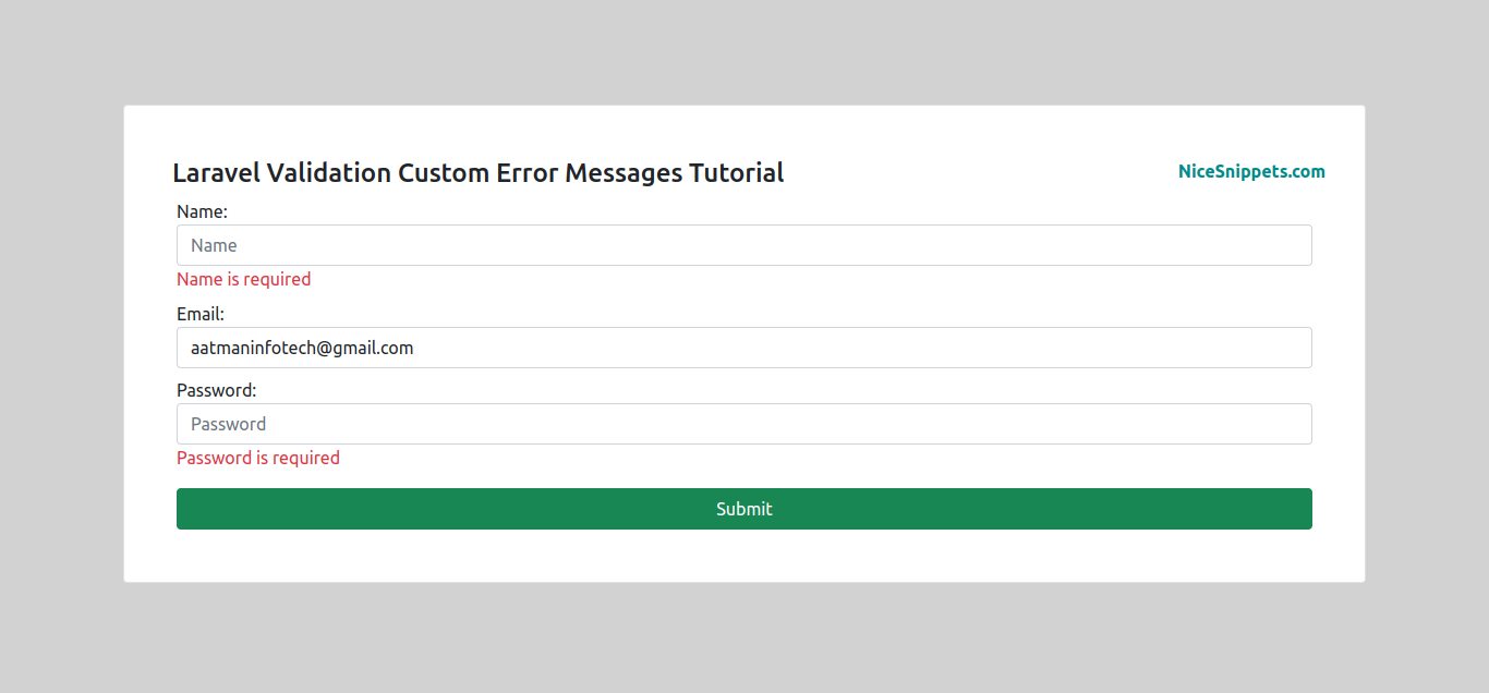 Laravel Validation Custom Error Messages Tutorial