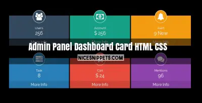 Admin panel dashboard card design usign html and css