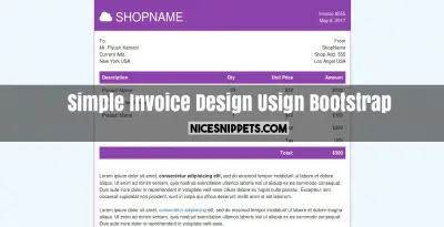 Simple Invoice Design Usign Bootstrap